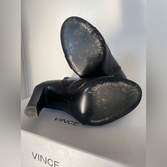 Vince Sansa Gray Leather Open Toe Heel Booties 9 M New - Picture 5 of 8